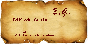 Bárdy Gyula névjegykártya